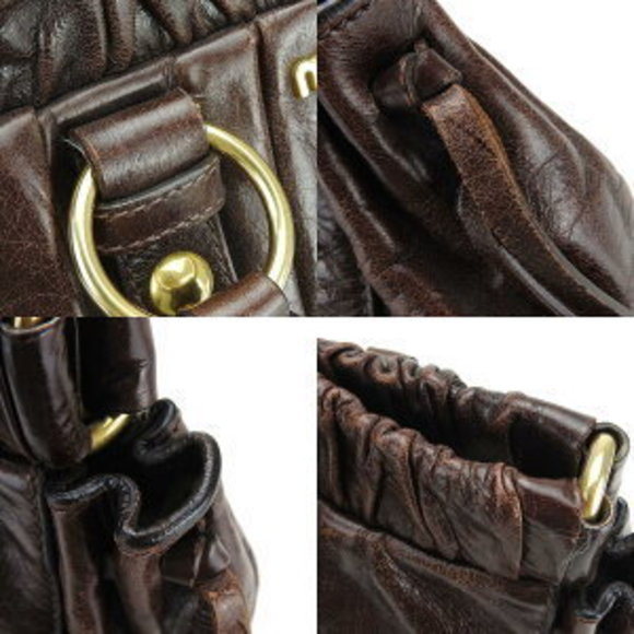 Miu Miu handbag brown leather matelassé gathered - Picture 6 of 11